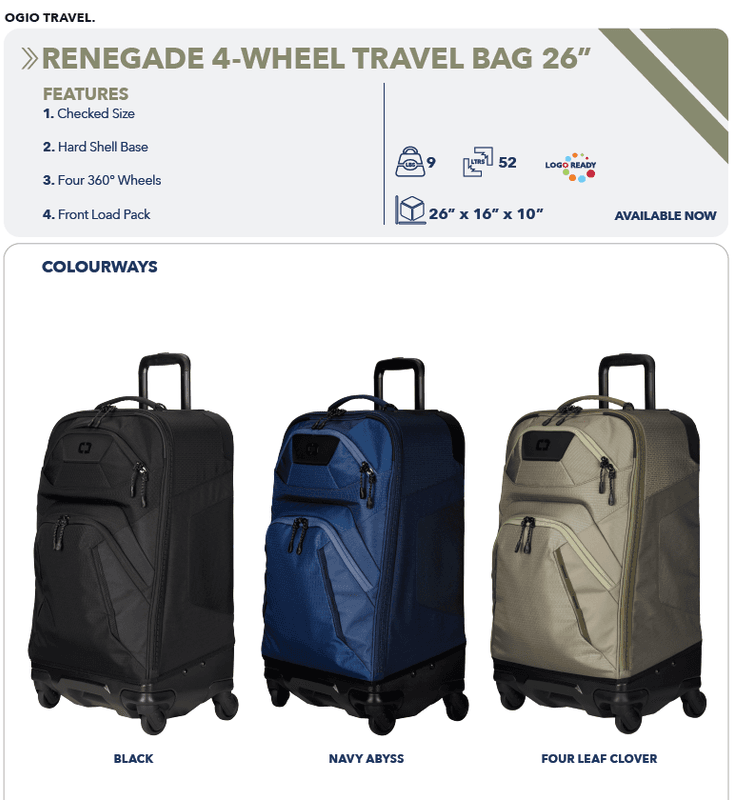 Ogio Renegade  4 wheel  Travel Bag 26